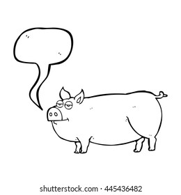 freehand drawn speech bubble cartoon huge pig