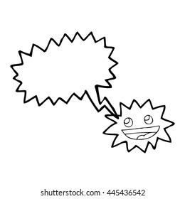 freehand drawn speech bubble cartoon star with face
