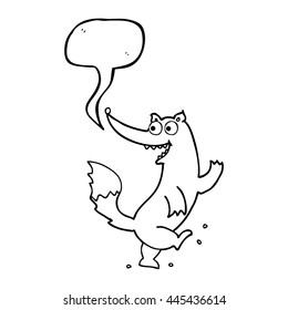 dibujos animados a mano libre de burbuja de habla dibujos animados de feliz lobo