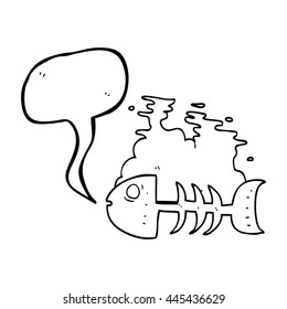 freehand drawn speech bubble cartoon fish bones