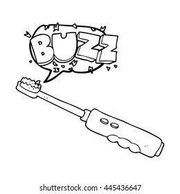 freehand drawn speech bubble cartoon buzzing electric toothbrush