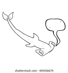 freehand drawn speech bubble cartoon hammerhead shark