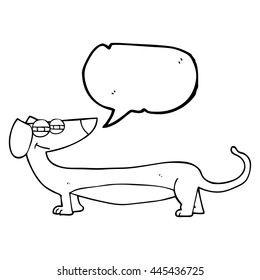 freehand drawn speech bubble cartoon dachshund