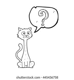 dibujo a mano libre burbuja de habla gatito curioso