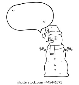 freehand drawn speech bubble cartoon snowman
