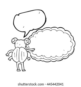 freehand drawn speech bubble cartoon pointing insect