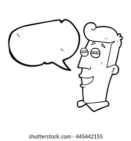 freehand drawn speech bubble cartoon grinning man