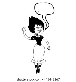 freehand drawn speech bubble cartoon blood sucking vampire girl