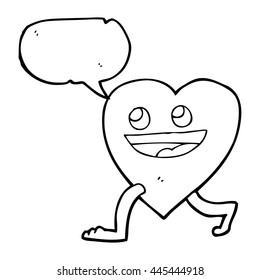 freehand drawn speech bubble cartoon walking heart