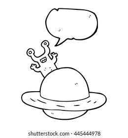 freehand drawn speech bubble cartoon alien planet