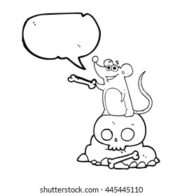 freehand drawn speech bubble cartoon graveyard rat