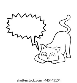 freehand drawn speech bubble cartoon cat
