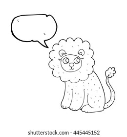 caricatura de burbuja de habla dibujada a mano libre lindo león