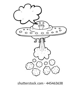 freehand drawn speech bubble cartoon flying saucer