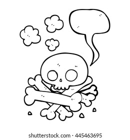 freehand drawn speech bubble cartoon pile of bones