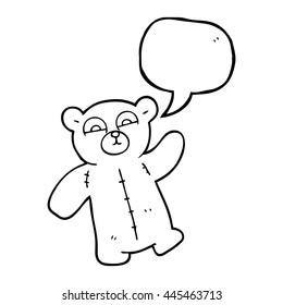 freehand drawn speech bubble cartoon teddy bear