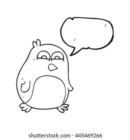 freehand drawn speech bubble cartoon penguin