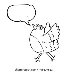 freehand drawn speech bubble cartoon happy bird