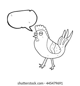 freehand drawn speech bubble cartoon chicken