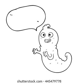 freehand drawn speech bubble cartoon ghost