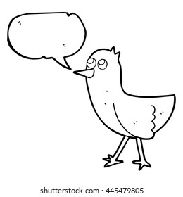 freehand drawn speech bubble cartoon bird