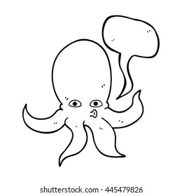 freehand drawn speech bubble cartoon octopus