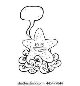 freehand drawn speech bubble cartoon starfish