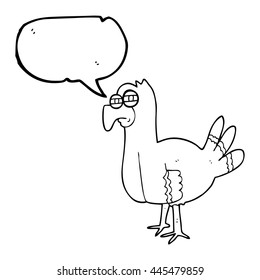 freehand drawn speech bubble cartoon bird
