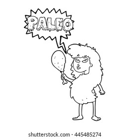 freehand drawn speech bubble cartoon woman on paleo diet
