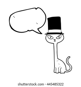 freehand drawn speech bubble cartoon posh cat