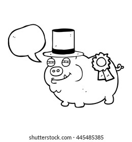freehand gezeichnete Redeblase Cartow Preisträger Schwein