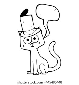 freehand drawn speech bubble cartoon cat 