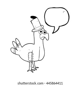 caricatura de burbuja de habla dibujada a mano libre con sombrero superior