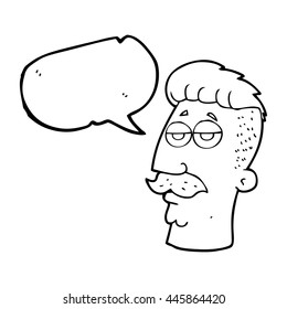 caricatura de burbuja de habla dibujada a mano libre hombre con pelo hipster