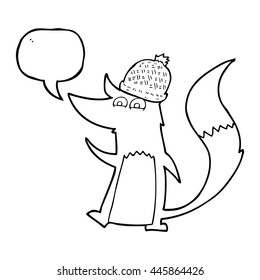 freehand drawn speech bubble cartoon little wolf