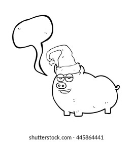 freehand gezeichnete Sprechblase Cartoon Weihnachtsschwein