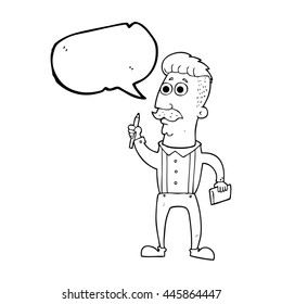 caricatura de burbuja de habla dibujada a mano libre con cuaderno