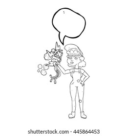 freehand gezeichnete Sprechblase Cartoon Elektrikerin