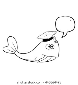 freehand drawn speech bubble cartoon whale graduate