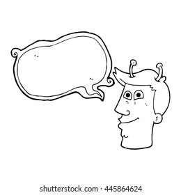 caricatura de burbuja de habla dibujada a mano libre hombre extraterrestre