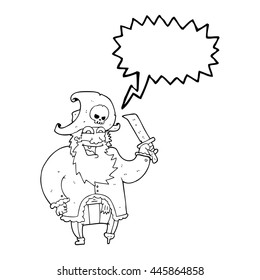 freehand drawn speech bubble cartoon pirate captain