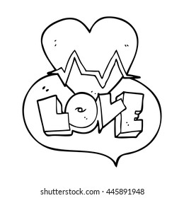 freehand drawn speech bubble cartoon heart rate pulse love symbol