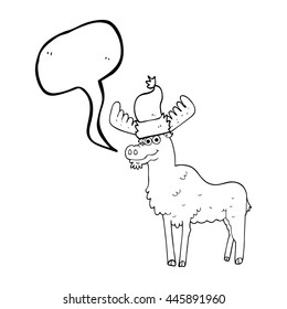 freehand drawn speech bubble cartoon christmas moose