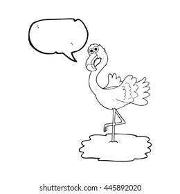freehand drawn speech bubble cartoon flamingo