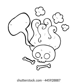 freehand drawn speech bubble cartoon skull and bones