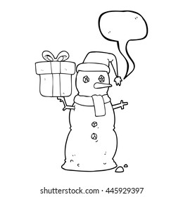 Cartoon-Schneemann in freehand gezeichnet
