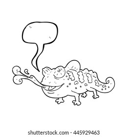 freehand drawn speech bubble cartoon chameleon