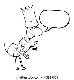 freehand drawn speech bubble cartoon ant queen