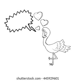 Cartoon Flamingo in freehand gezeichnete Sprachblase