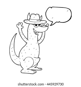 freehand drawn speech bubble cartoon kangaroo